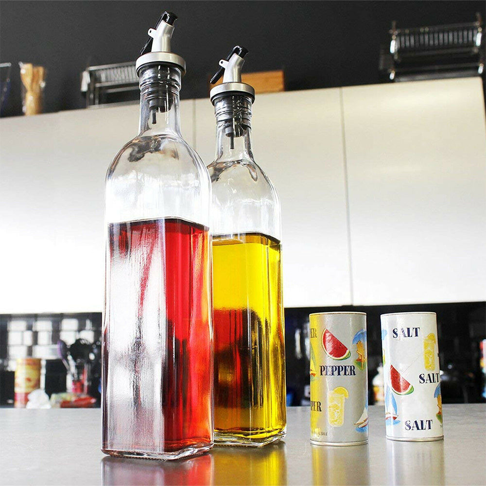 4PCS 500ml Olive Oil Vinegar Pourer Dispenser Cooking Glass Bottle Kitchen Tools