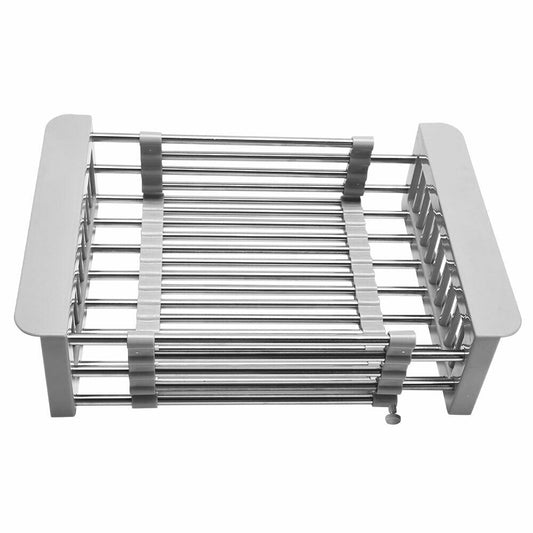 Adjustable Sink Drain Basket Dish Drying Rack Stainless Steel Kitchen Organizer