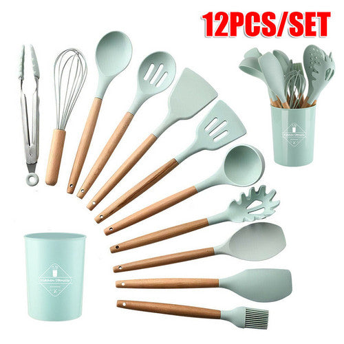 12pcs Kitchen Silicone Flexible Spatulas Cake Cream Scraper Cooking Baking Tool