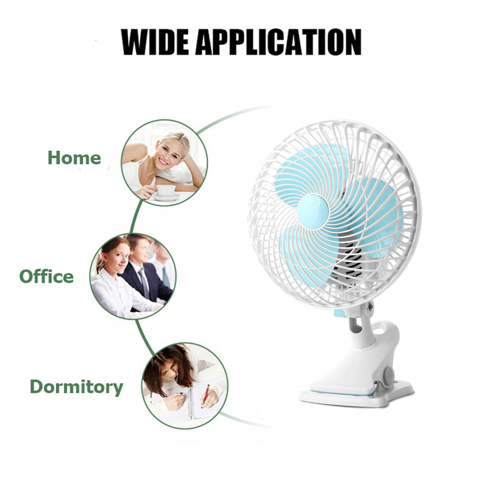 6" Oscillating Fan Clip Fan 2 Speed For Hydroponics Grow Tent Student Desk Fan