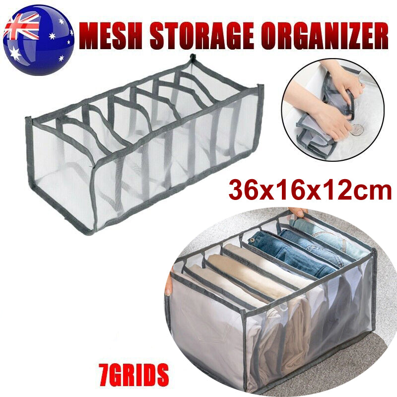 7 Grids Mesh Foldable Clothes Storage Jeans Pants Organizer Clothes Organizer