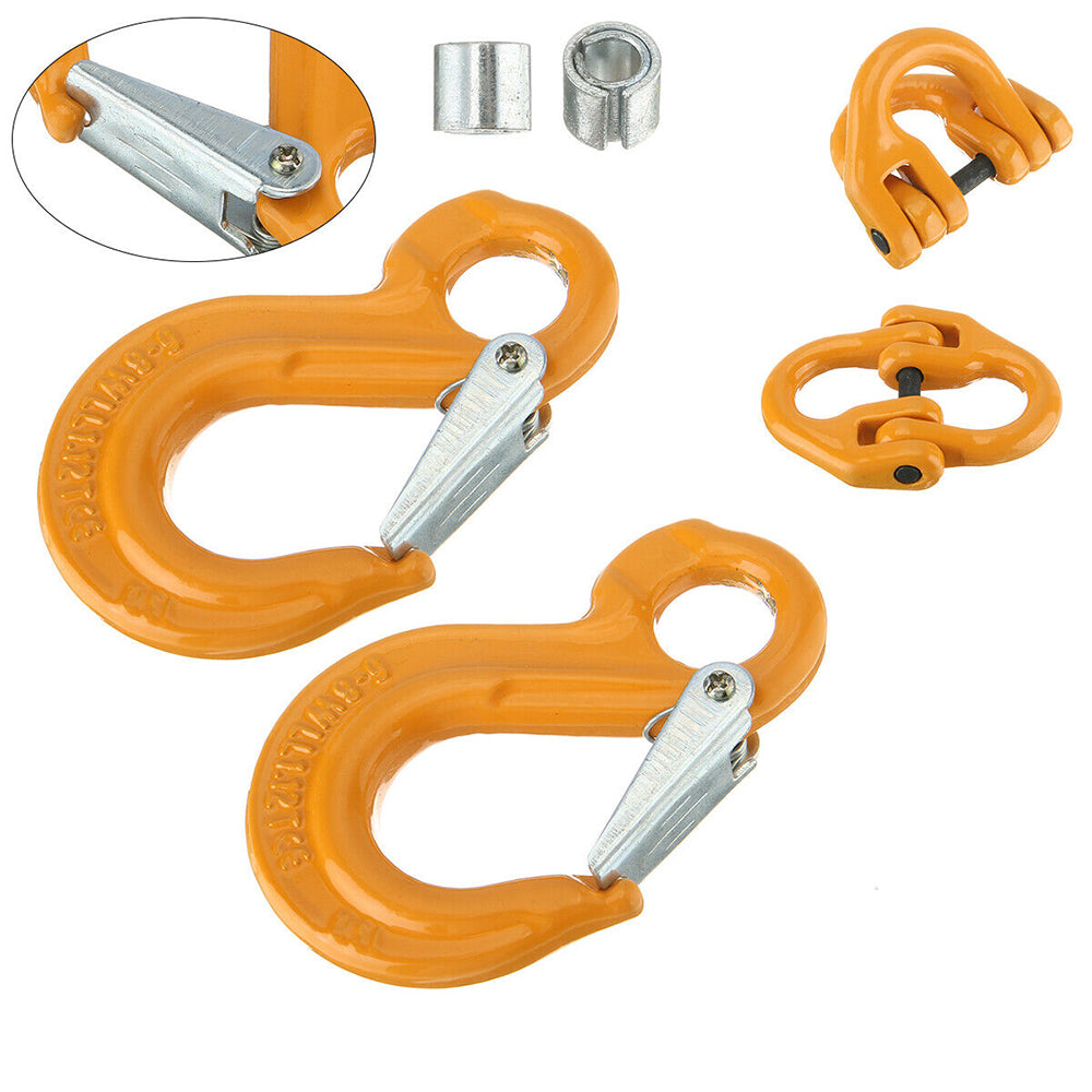 2X 8mm Eye Sling Hook + Hammer Lock Safety Chain Caravan Trailer Connecting Extend