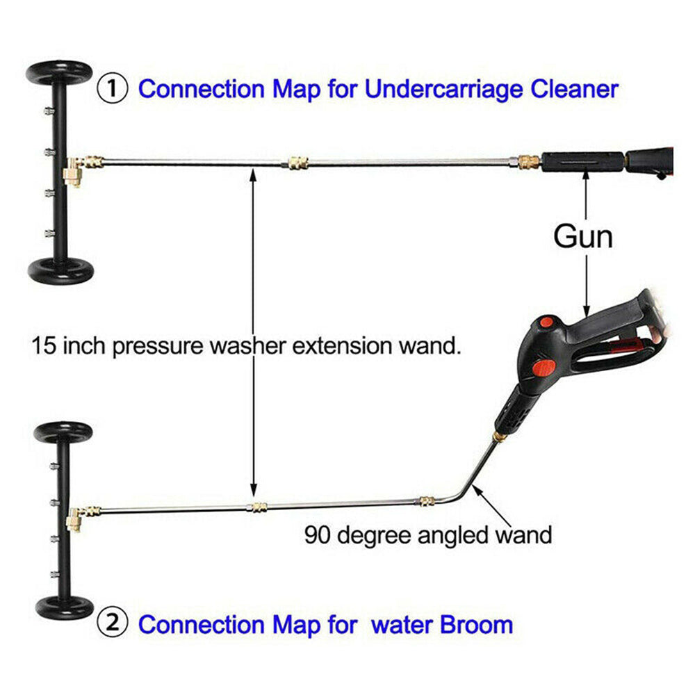 4000PSI High Pressure Washer Undercarriage Water Spray Broom Car Chassis Cleaner