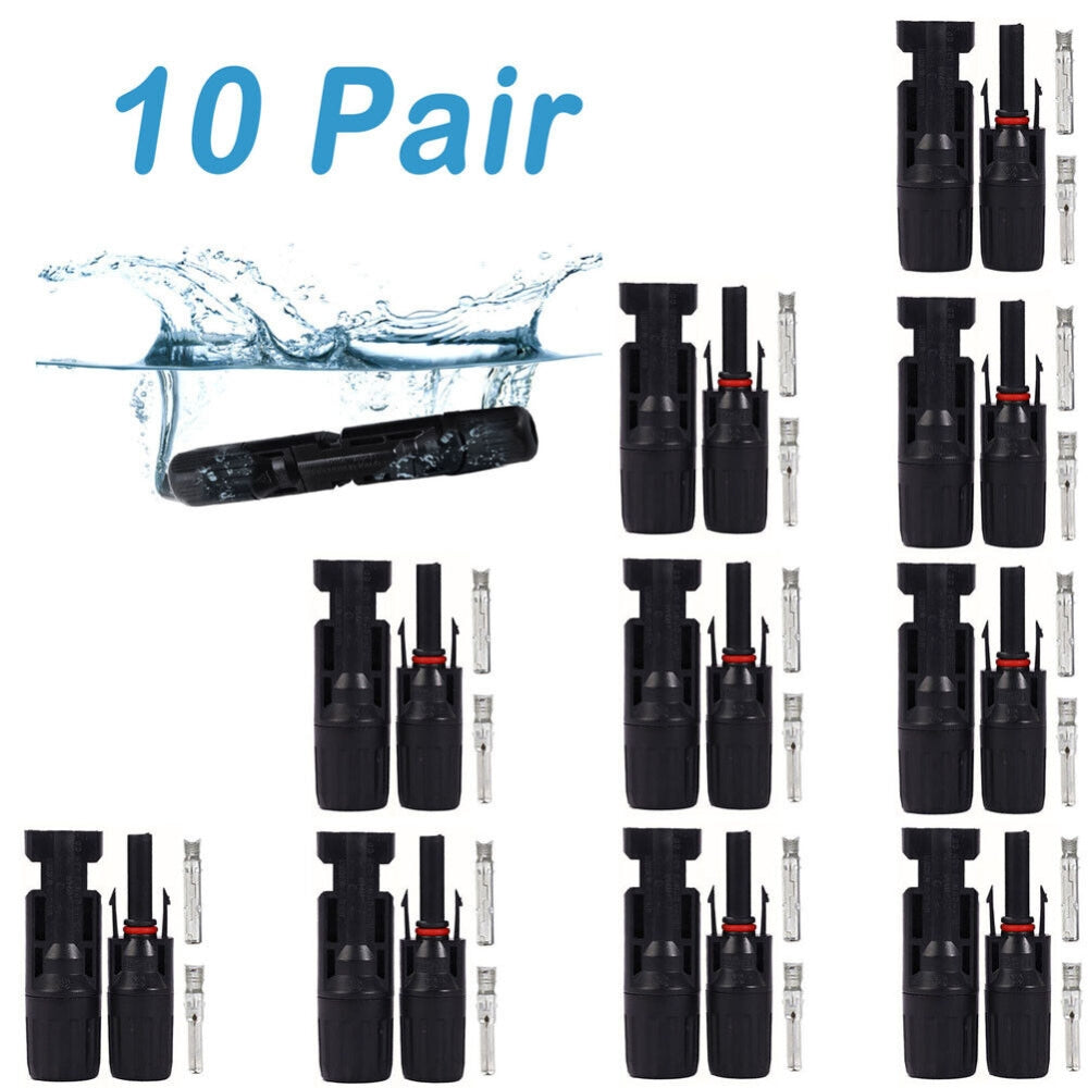 10 Pairs Solar Panel Connectors 30A Line Plug Socket Male & Female IP67 PV Cable