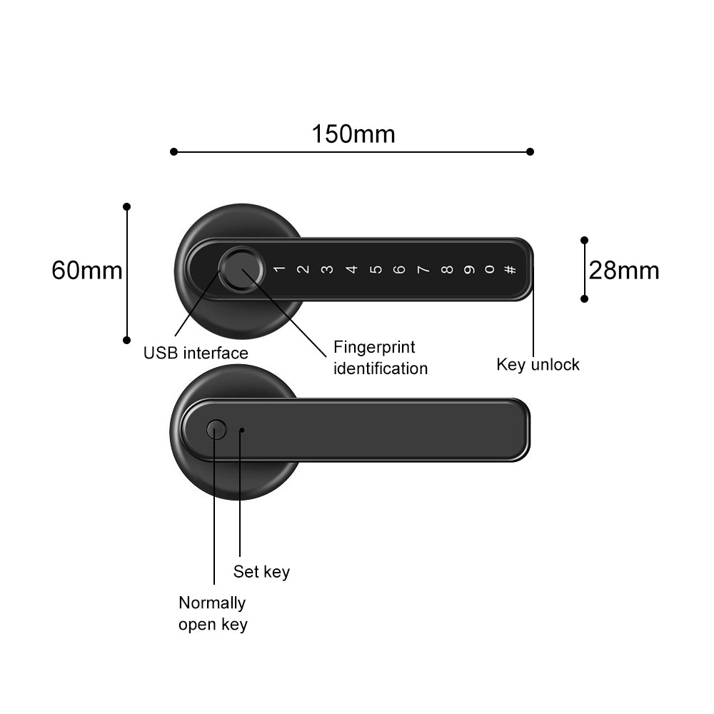 Smart Fingerprint Door Lock Electronic Handle Digital Password Bluetooth Key APP