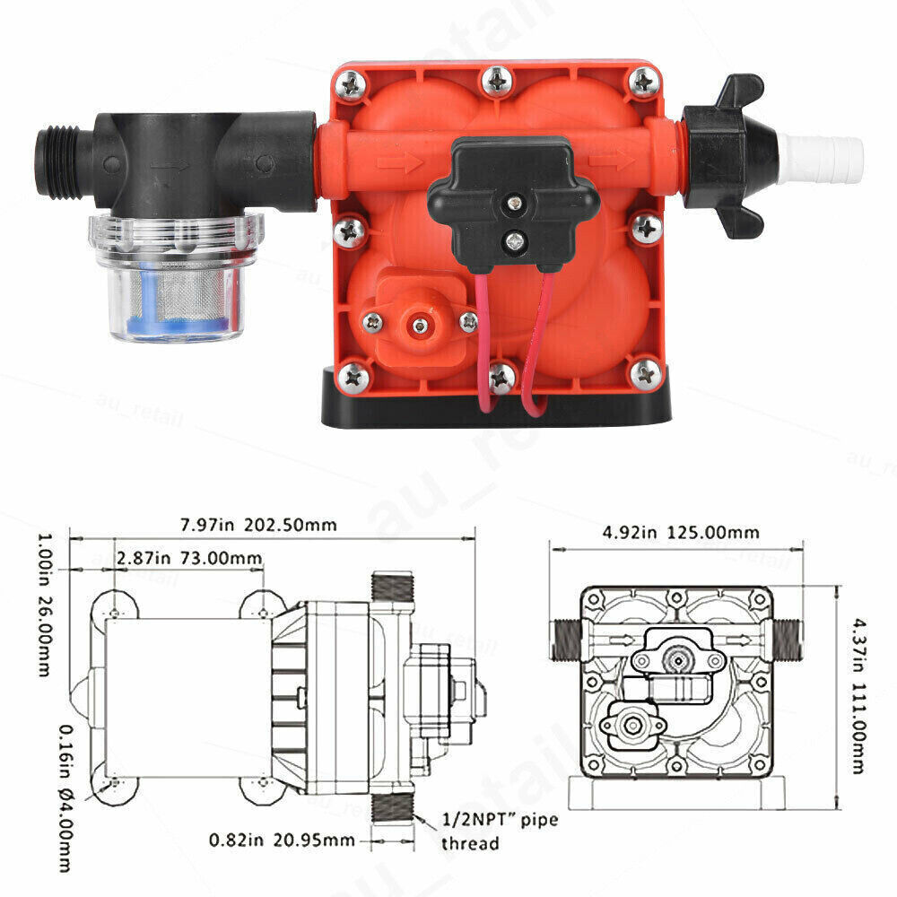 Seaflo 55PSI Pressure 12V Water Pump 11.3LPM For Caravan RV Boat Camper Trailer