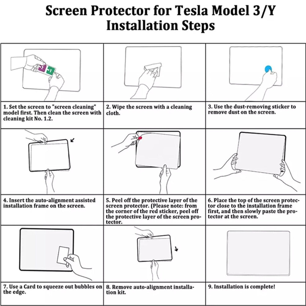 Tesla Model 3/Y Navigation Screen Tempered Glass Screen Protector Clear Matte Finish