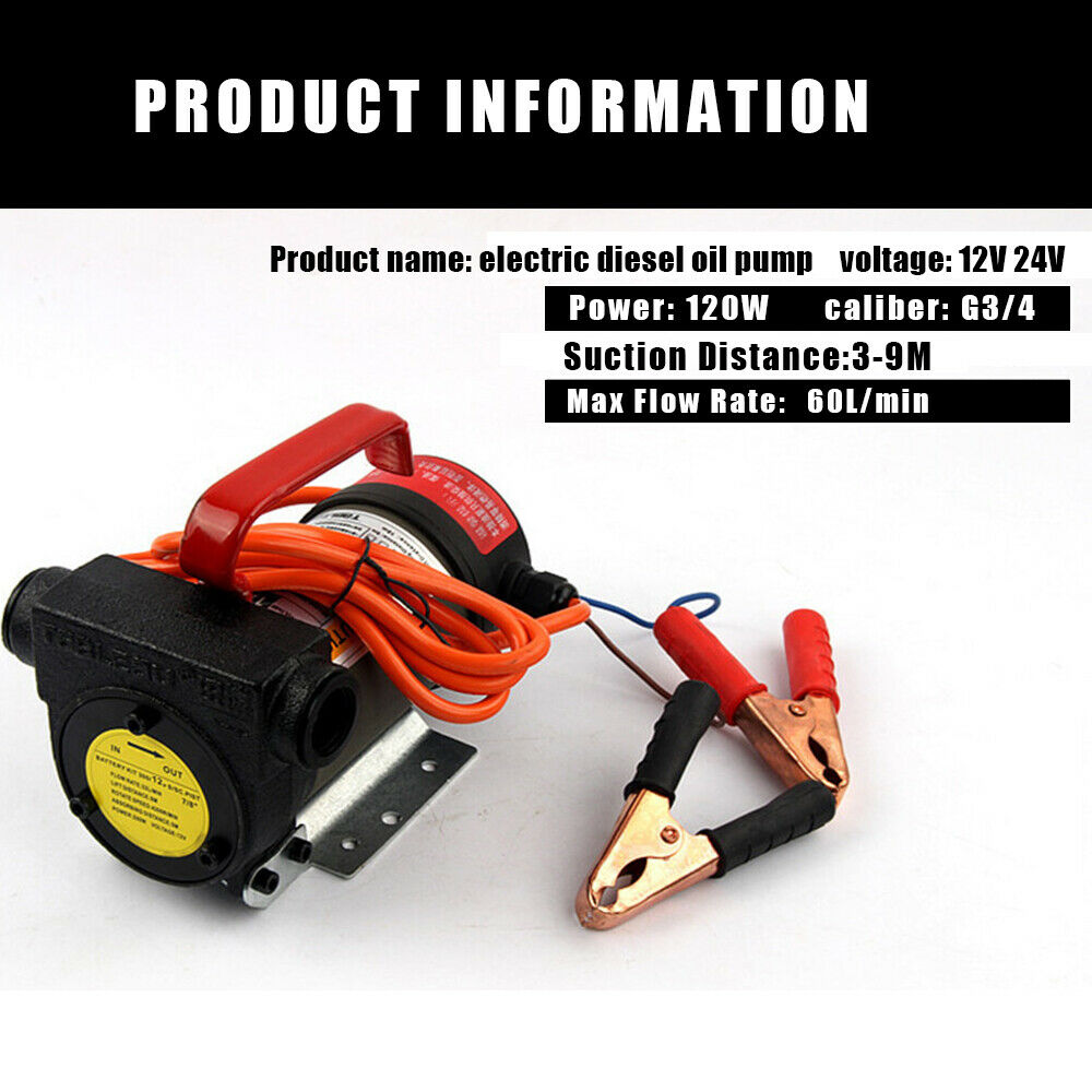 12V Electric Car Diesel Bowser Transfer Pump Oil Fuel Extractor Bowser Petrol