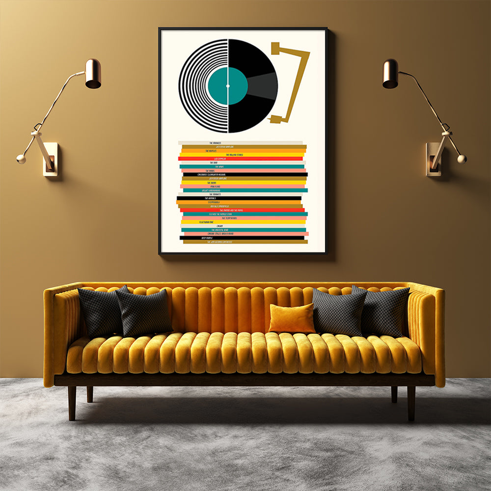 50cmx70cm Music Black Frame Canvas Wall Art