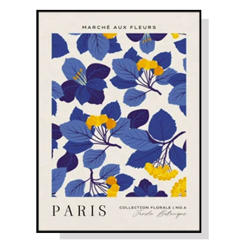 80cmx120cm Paris Flower Market Black Frame Canvas Wall Art