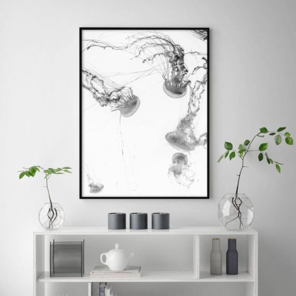 70cmx100cm Jellyfish Black Frame Canvas Wall Art