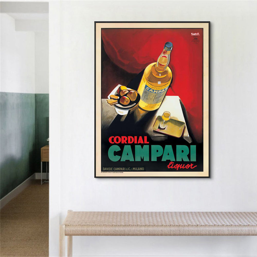 80cmx120cm Cordial Campari Liquor Black Frame Canvas Wall Art