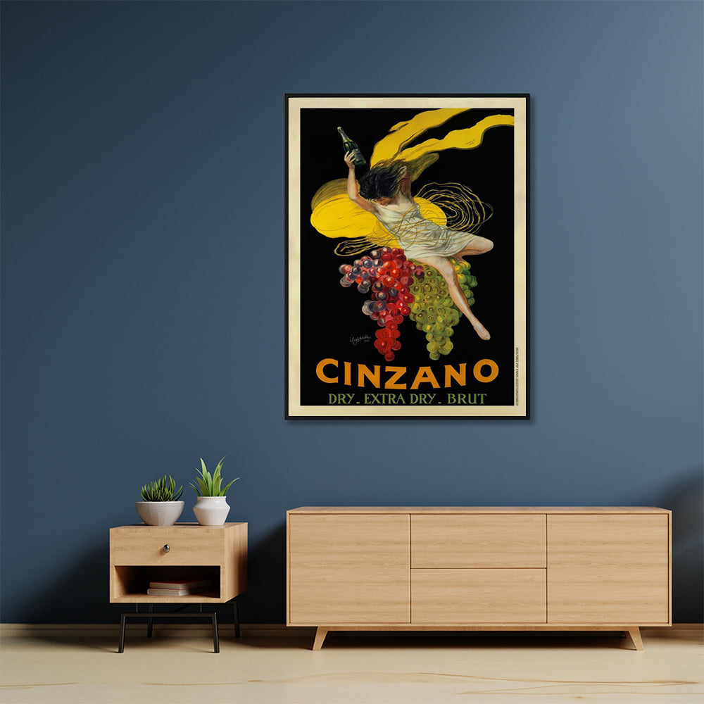 60cmx90cm Cinzano Black Frame Canvas Wall Art