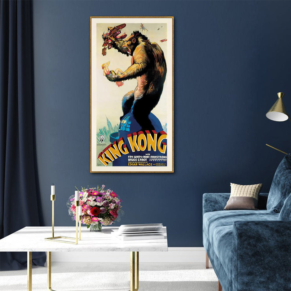 60cmx120cm King Kong 1933 Gold Frame Canvas Wall Art