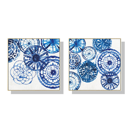 50cmx50cm Blue Day 2 Sets Gold Frame Canvas Wall Art