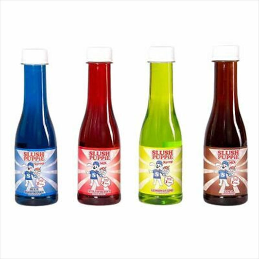 Slush Puppie - 4 Pack Syrups Blue Raspberry, Strawberry, Cola, Lemon/Lime 180ml