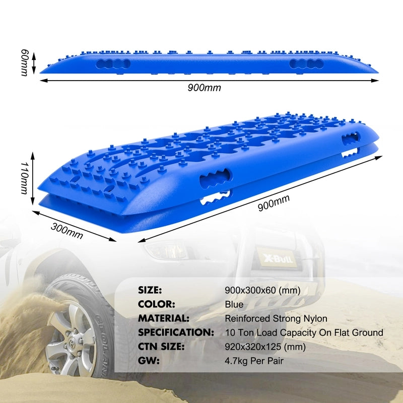 X-BULL KIT1 Recovery track Board Traction Sand trucks strap mounting 4x4 Sand Snow Car BLUE