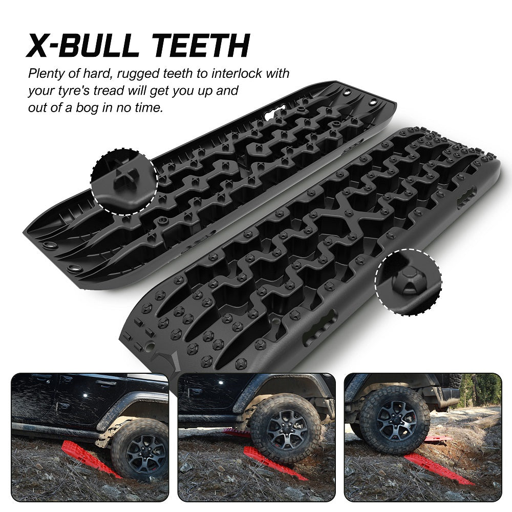 X-BULL Recovery tracks Boards 10T 2 Pairs Sand Mud Snow With Mounting Bolts pins Black