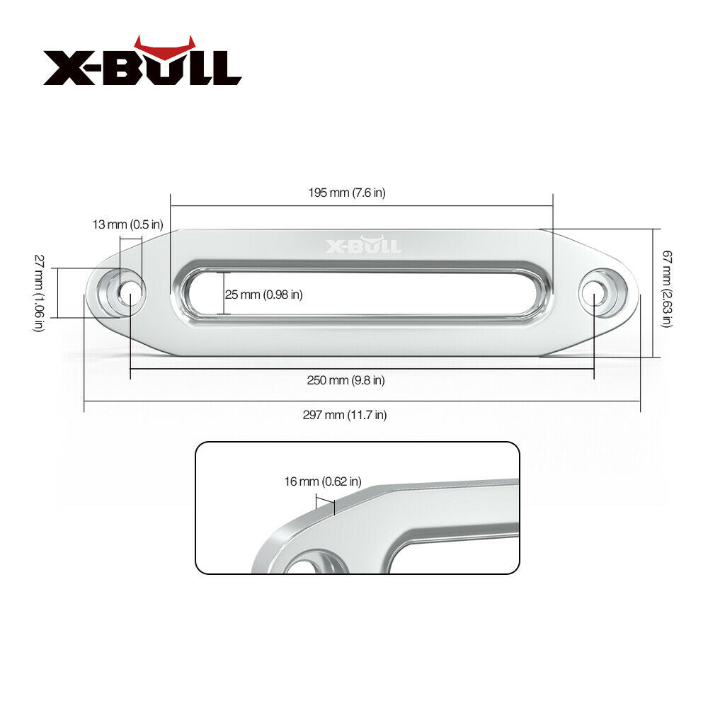 X-BULL 8000-13000LBS Aluminium Hawse Fairlead Universal Winch Dyneema Rope 4WD