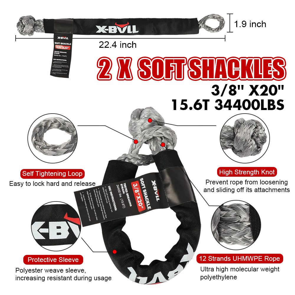 X-BULL Recovery Kit 4X4 Off-Road Kinetic Rope Snatch Strap Winch Damper 4WD13PCS