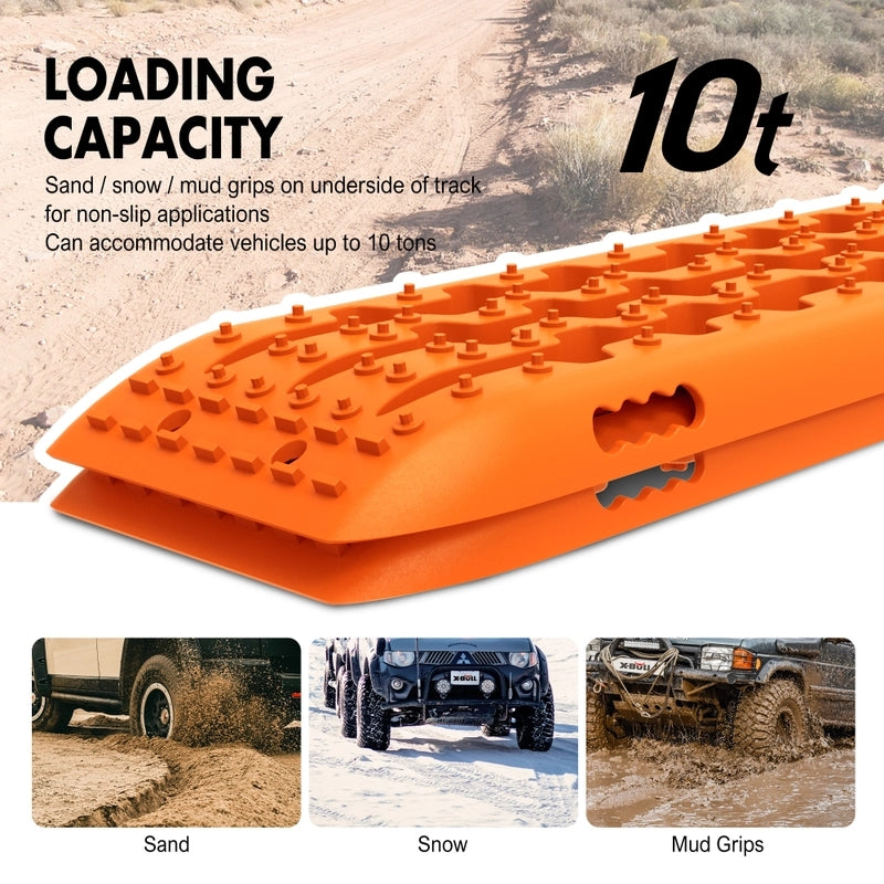 X-BULL Recovery tracks Sand Trucks Offroad With 4PCS Mounting Pins 4WDGen 2.0- Orange