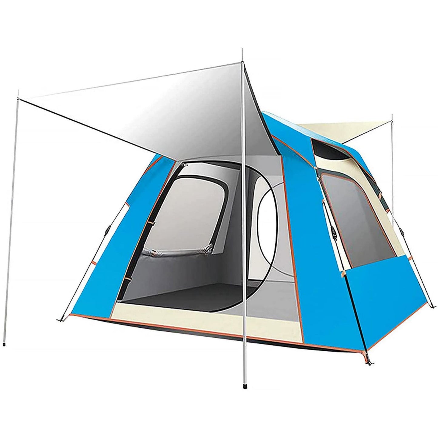 Instant Pop Up Tent For Hiking 2/3/4 Person Camping Tents, Waterproof Windproof Family Tent With Top Rainfly, Easy Set Up, Portable With Carry Bag, With UV Protection  / BLUE