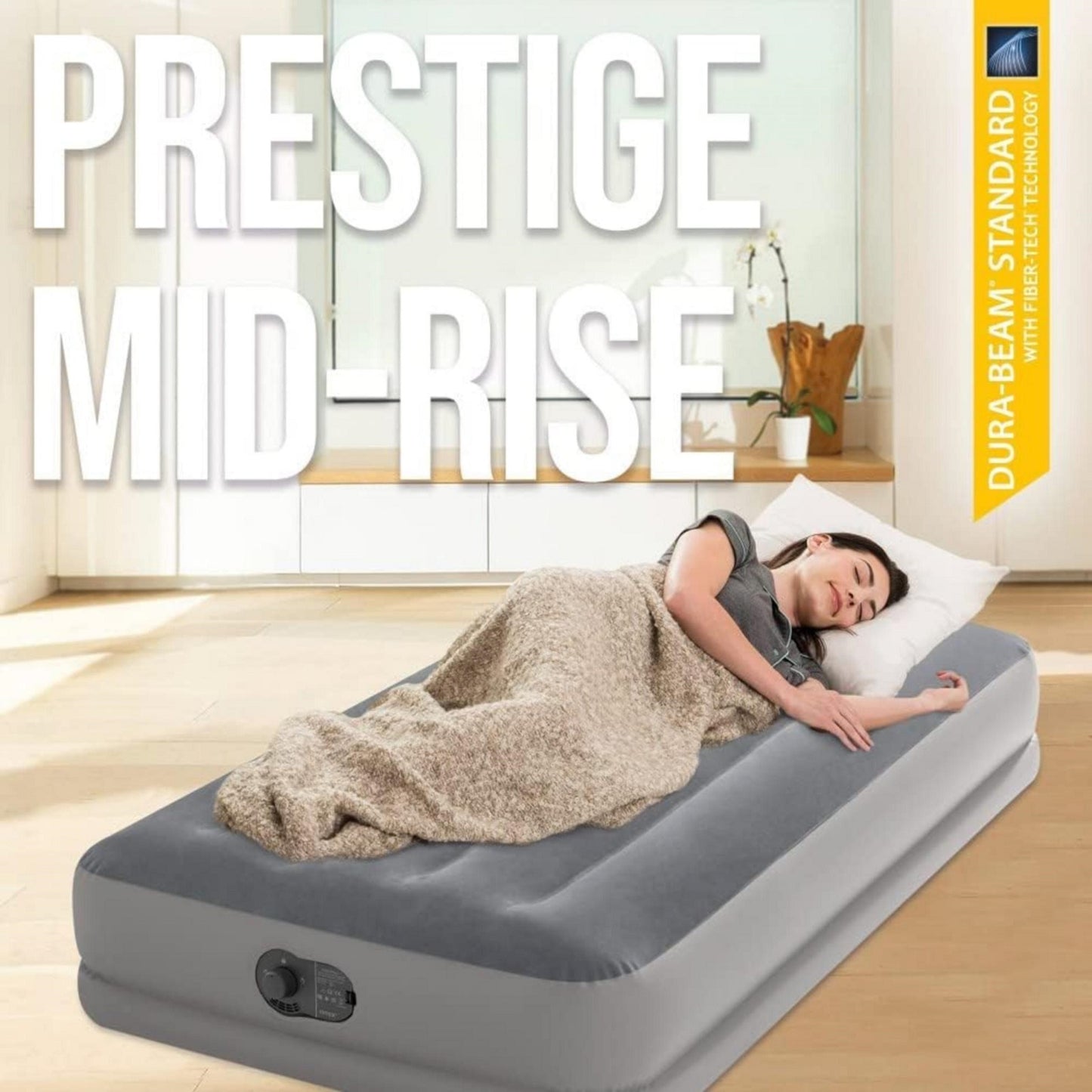 Twin Dura-Beam Prestige Air Bed Built-In USB Electric Pump for Easy Inflation and Deflation