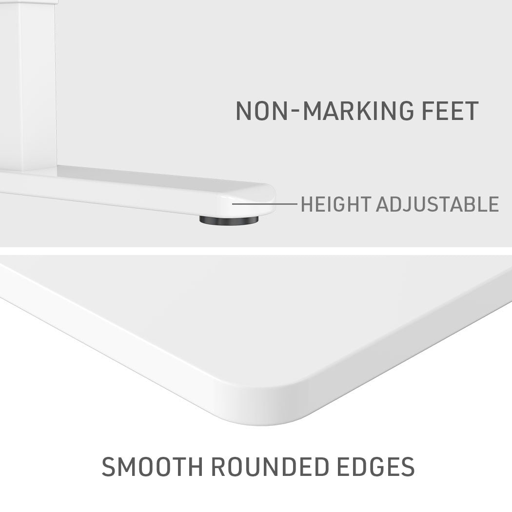 Fortia Sit To Stand Up Standing Desk, 120x60cm, 72-118cm Electric Height Adjustable, 70kg Load, Light Oak Style/White Frame