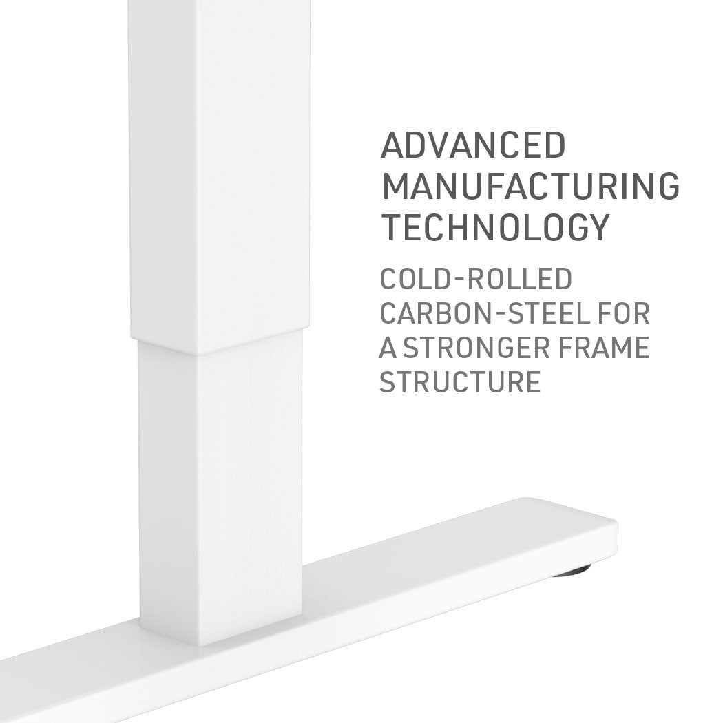 Fortia Sit To Stand Up Standing Desk, 140x60cm, 72-118cm Electric Height Adjustable, 70kg Load, White Oak Style/White Frame