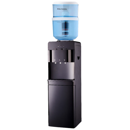 PolyCool 22L Floor Standing Water Cooler Dispenser, Instant Hot & Cold, with 7 Stage Filter Purifier System, Black