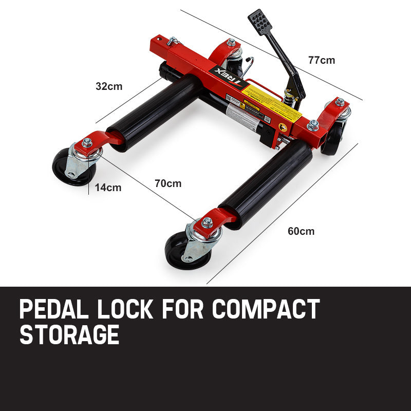 T-REX Vehicle Positioning Jacks Hydraulic - 2 x 12 Wheel Dolly Car Go Jack Pair