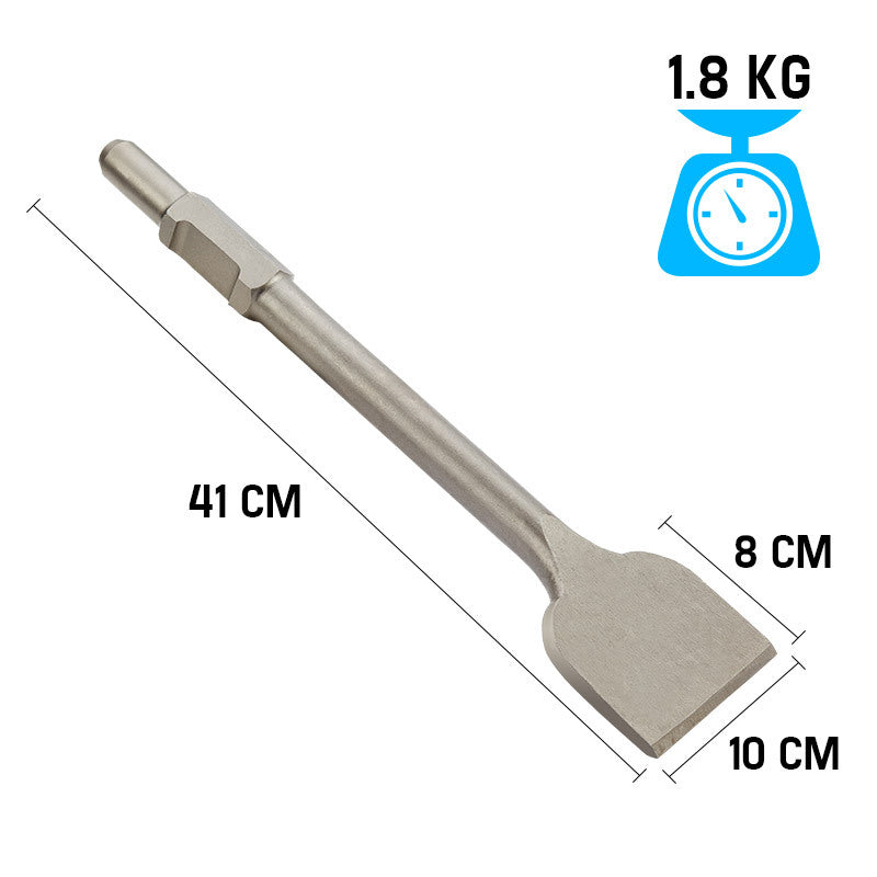 Baumr-AG 100mm Extra Wide Flat Tile Lifter Jackhammer Chisel Bit, 30mm x 410mm