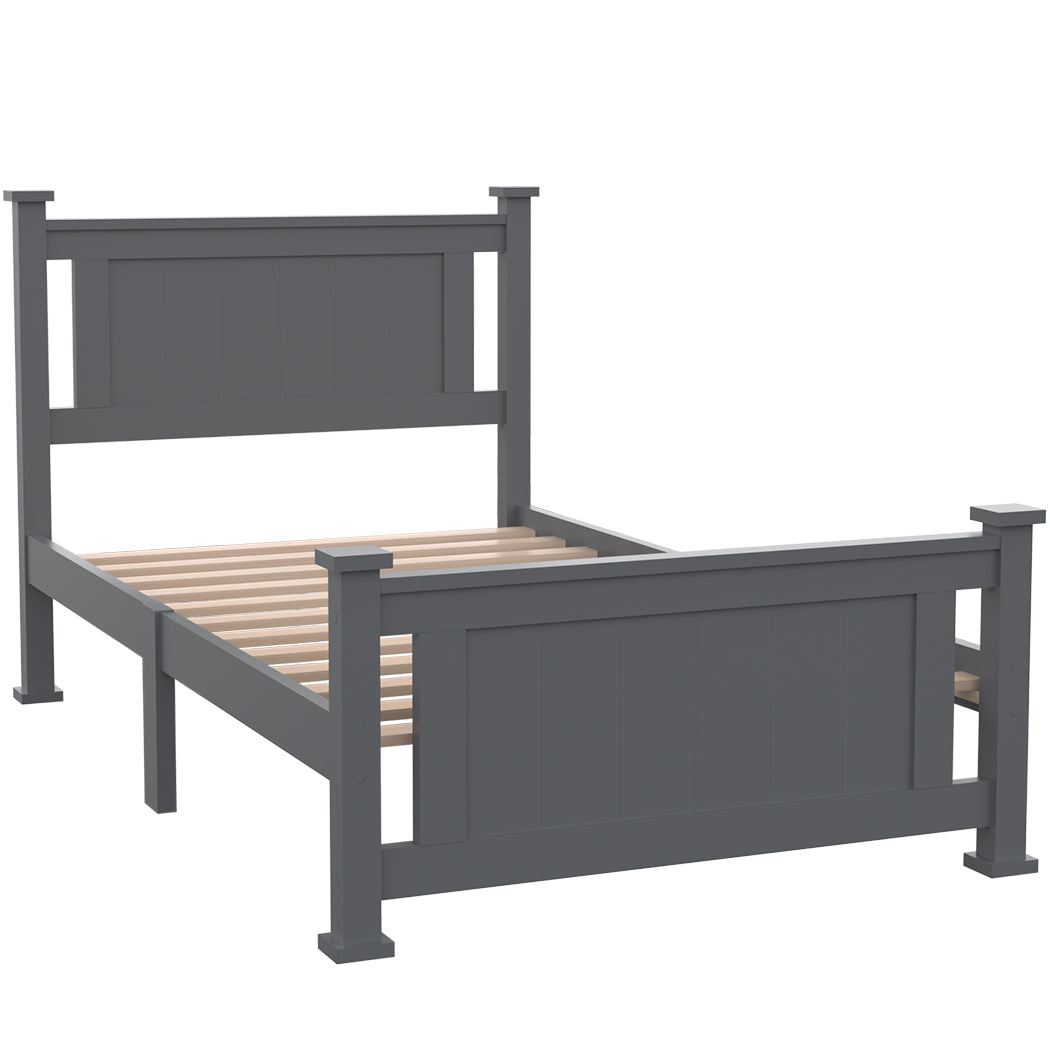 KINGSTON SLUMBER King Single Wooden Timber Bed Frame, Grey