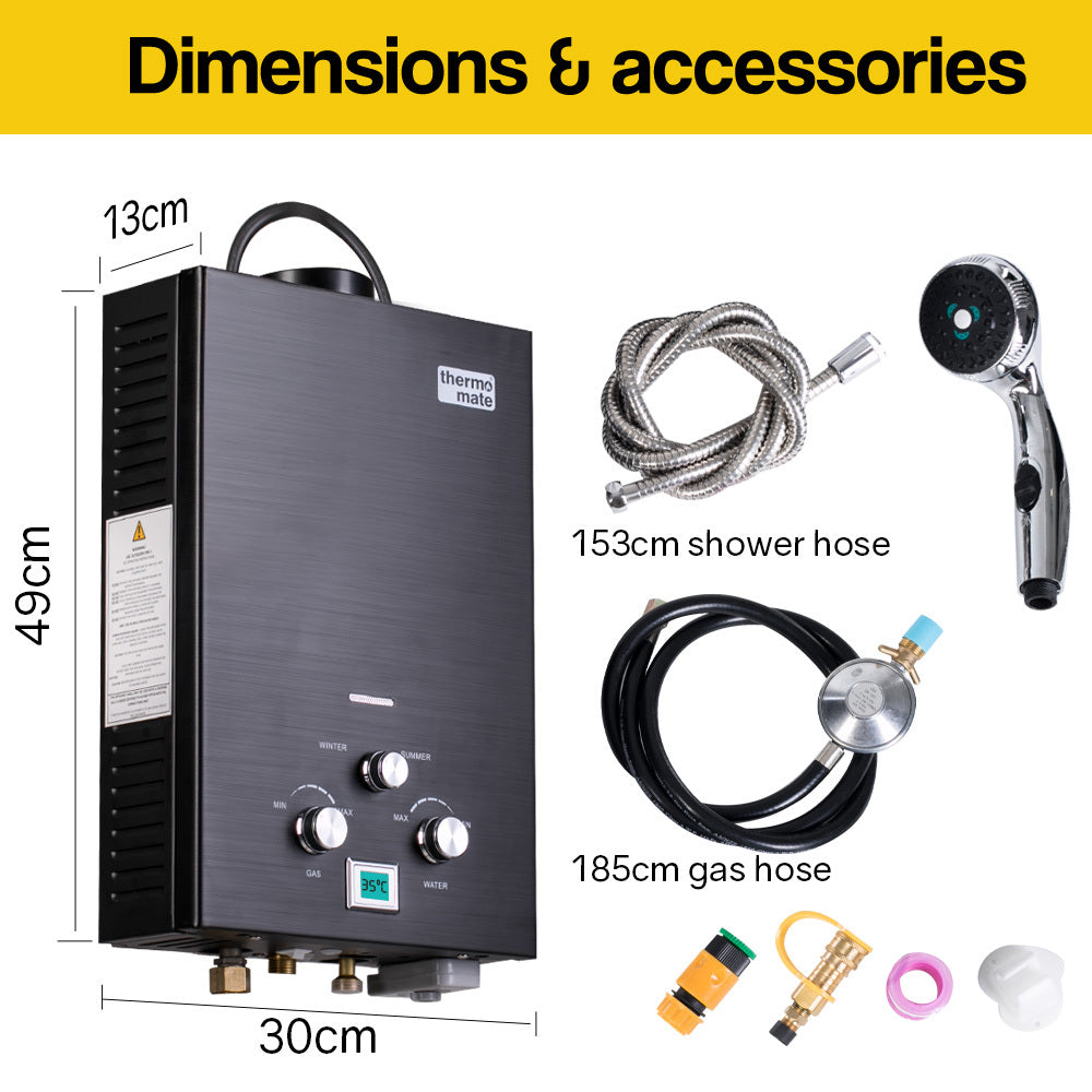 Thermomate Outdoor Water Heater Gas Camping Portable Tankless Hot Shower