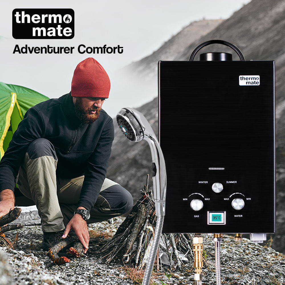 Thermomate Outdoor Water Heater Gas Camping Portable Tankless Hot Shower