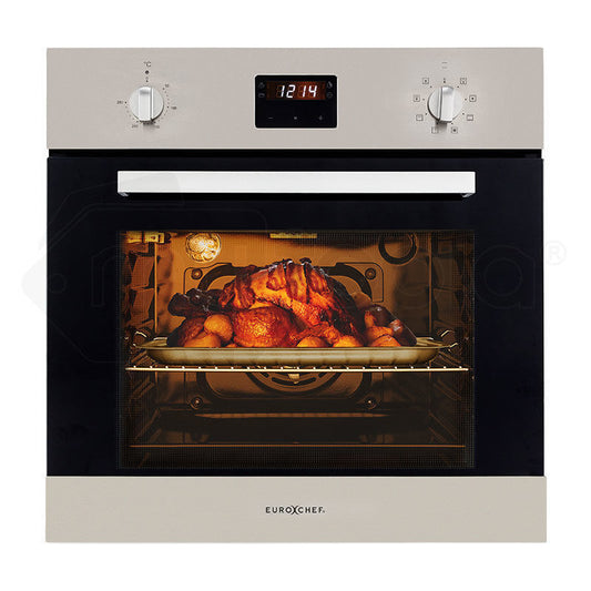 EuroChef 60cm Stainless Electric Wall Oven 8 Function Built-in Fan Forced Grill Touch Control