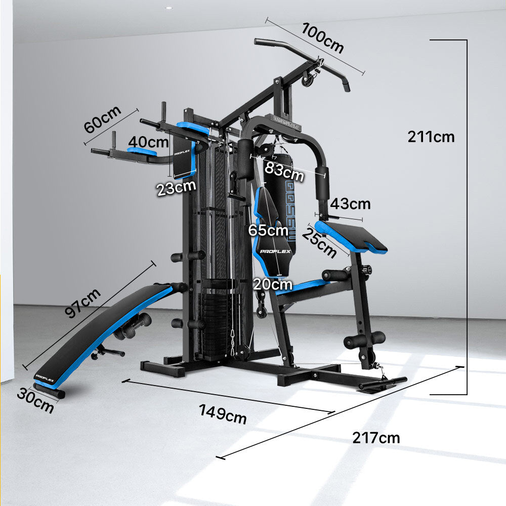 PROFLEX Home Gym Exercise Machine Fitness Equipment Weight Bench Press Set 125lbs