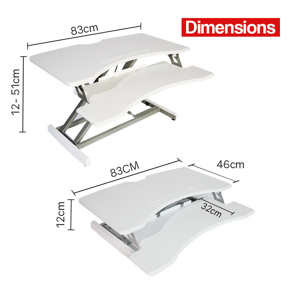 FORTIA 83cm Desk Riser Office Shelf Standup Sit Stand Standing Height Adjustable