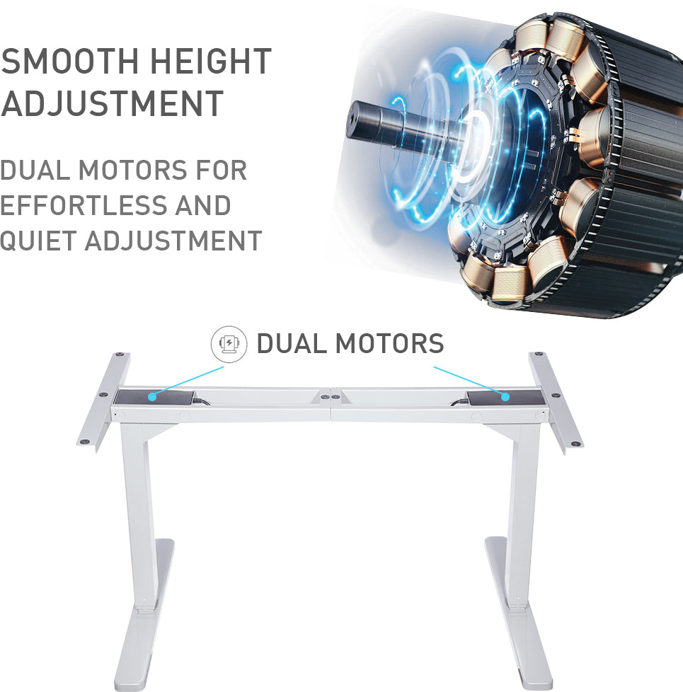 Fortia Sit To Stand Up Standing Desk, 150x70cm, 62-128cm Electric Height Adjustable, Dual Motor, 120kg Load, White/Silver Frame