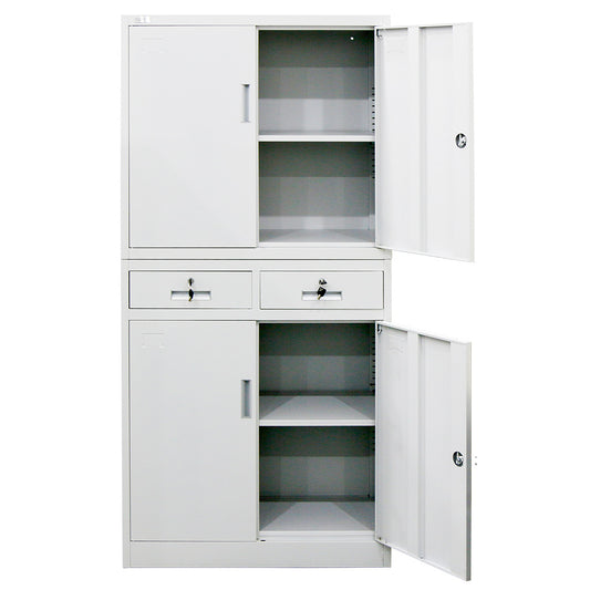 FORTIA Stationery Cabinet Office Home Storage Metal Lockable 4 Door Cupboard Drawers