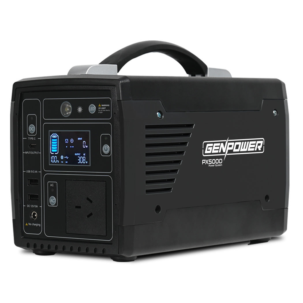 GENPOWER Portable Power Station 300W/600W 307Wh Lithium Solar Generator Camping Off Grid Supply System