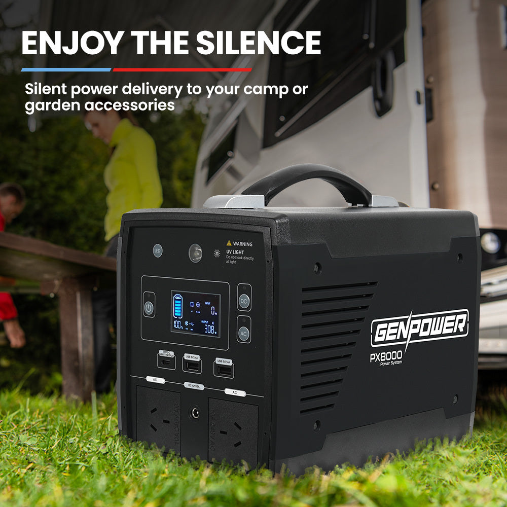 GENPOWER Portable Power Station 500W/1000W 41Ah 615Wh Lithium Solar Generator Camping Off Grid Supply System