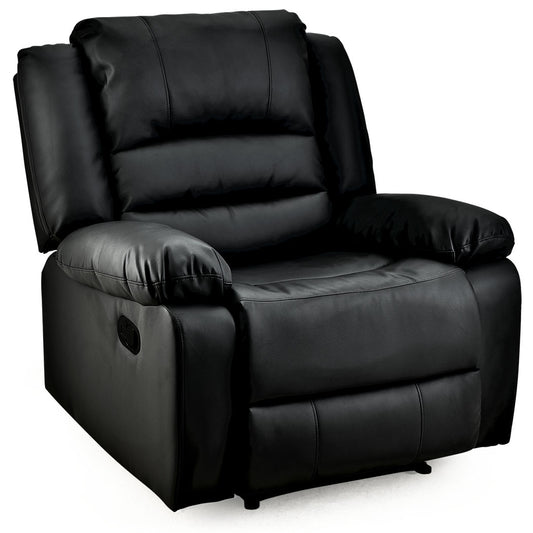 FORTIA Luxury Recliner Faux Leather Chair Lounge Sofa Couch, Black