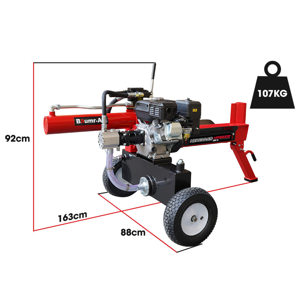 Baumr-AG 20 Tonne Hydraulic Petrol Log Splitter 8HP Towed Wood Firewood Cutter - HPS600