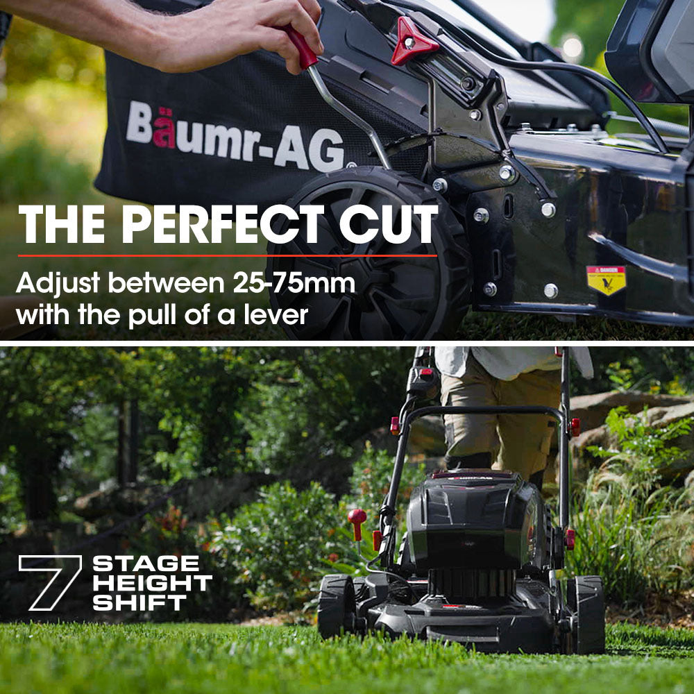 BAUMR-AG 19 Inch Lawn Mower Cordless Electric Lawnmower Kit 56V Lithium Battery Fast Charger