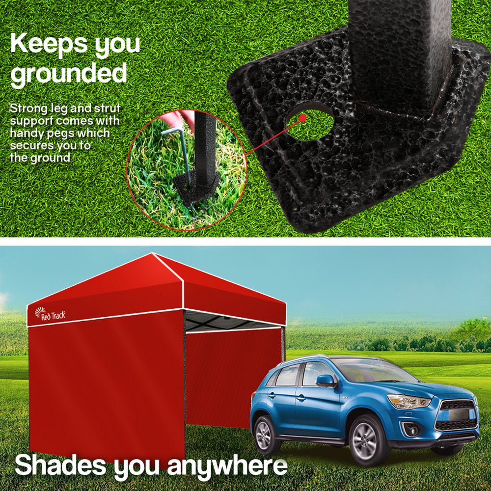 Red Track 3x3m Folding Gazebo Shade Outdoor Pop-Up Red Foldable Marquee