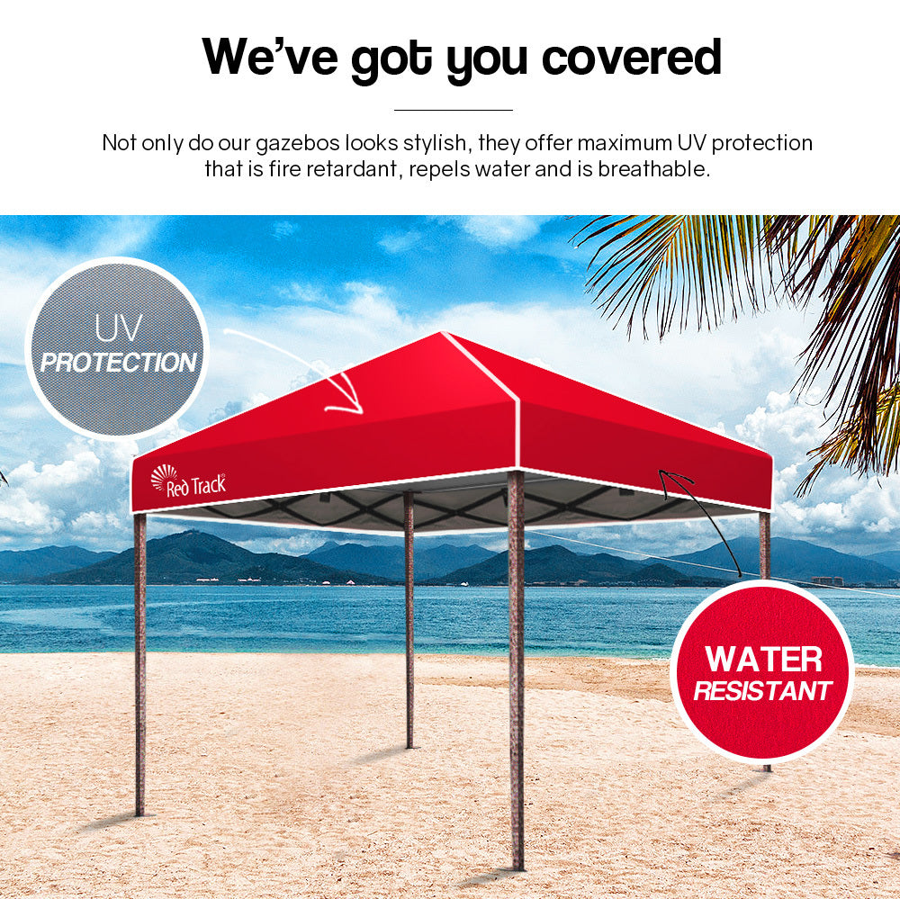 Red Track 3x3m Folding Gazebo Shade Outdoor Pop-Up Red Foldable Marquee