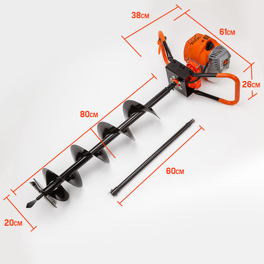 Baumr-AG Post Hole Digger 62CC Posthole Earth Auger Fence Borer Petrol Drill Bit