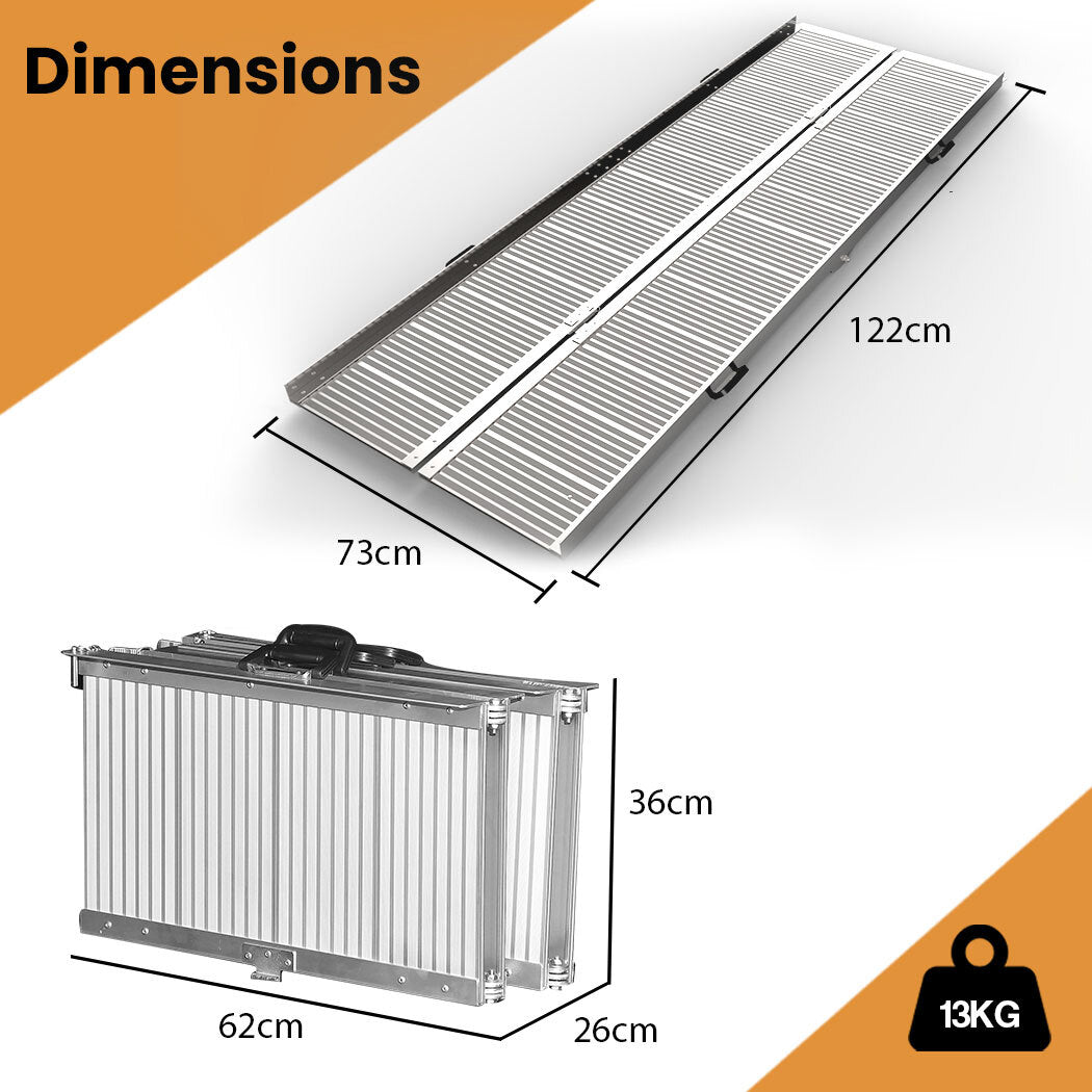EQUIPMED 122cm Folding Wheelchair Ramp Foldable Access Portable Scooter Fold