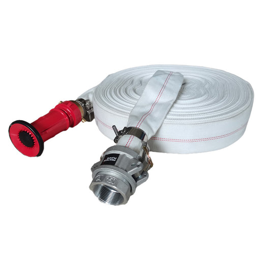 PROTEGE 20m x 38mm Canvas Lay Flat Fire Hose Kit, with Adjustable Nozzle